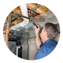 plumber inspecting pipe lines